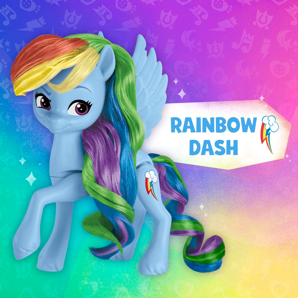 My Little Pony Rainbow Celebration unicorn-pegasus-earth pony mix supports varied play roles.