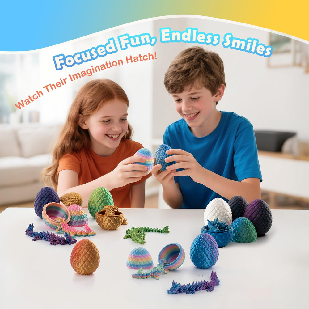 Easter basket surprise with colorful Mydethun dragons and eggs.