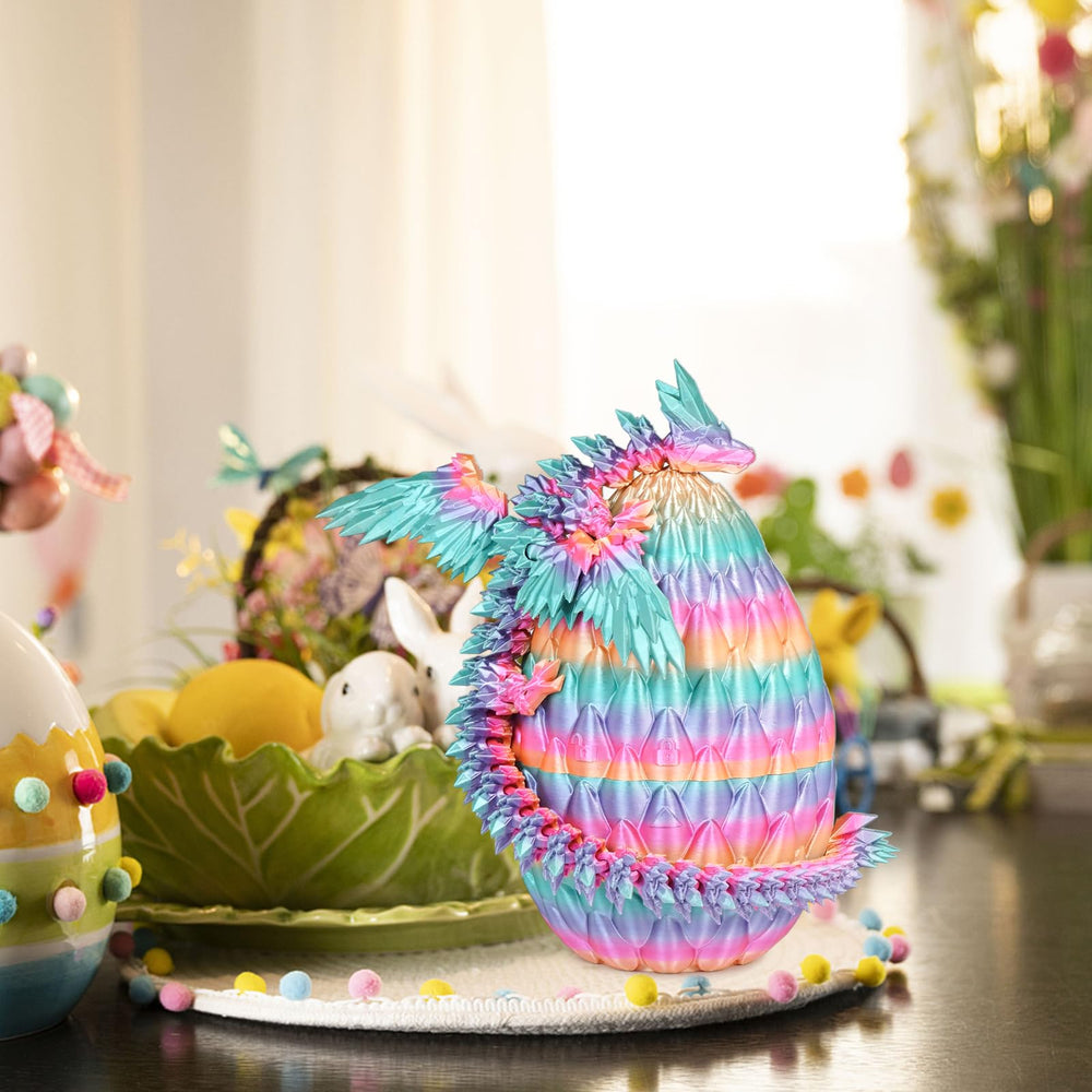 Mydhall rainbow dragon egg with dragon curled inside, elegant home decor.