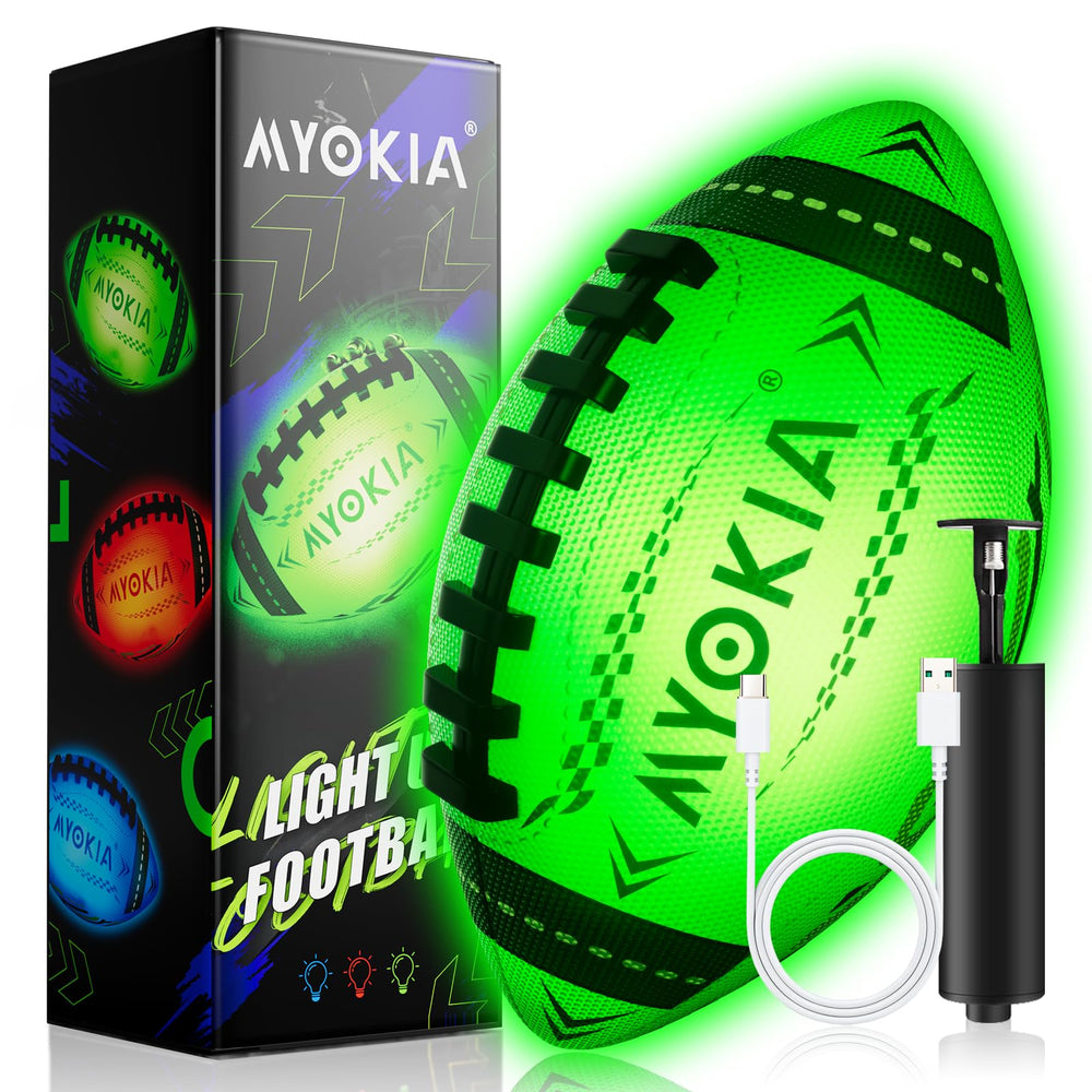 MYOKIA RGB football glowing on field for vibrant play