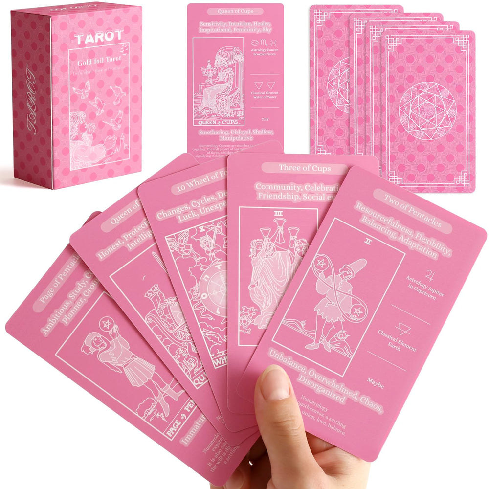 Myripoly beginner tarot deck with pink and white cards for clear readings