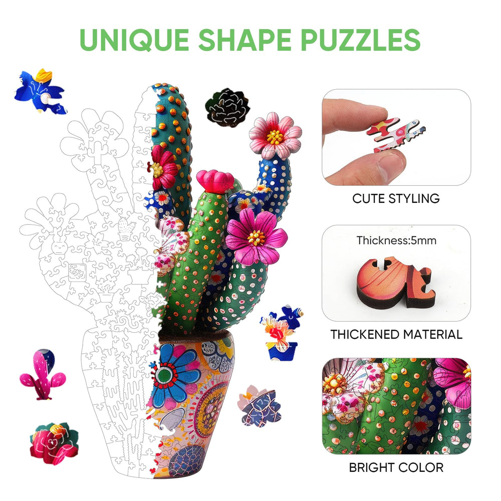Mys Aurora 500-piece puzzle in progress reveals vibrant cactus blossoms