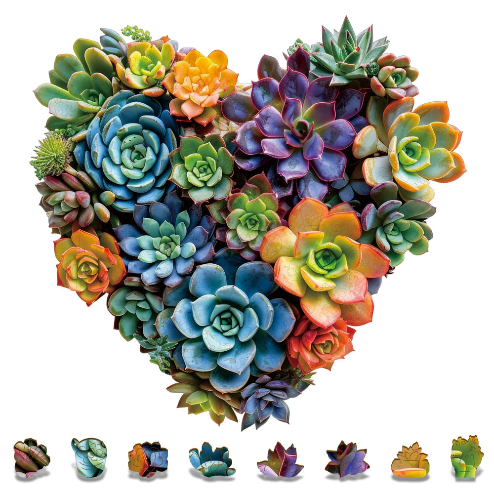 Mys Aurora heart-succulent puzzle art features nature-inspired relaxation.