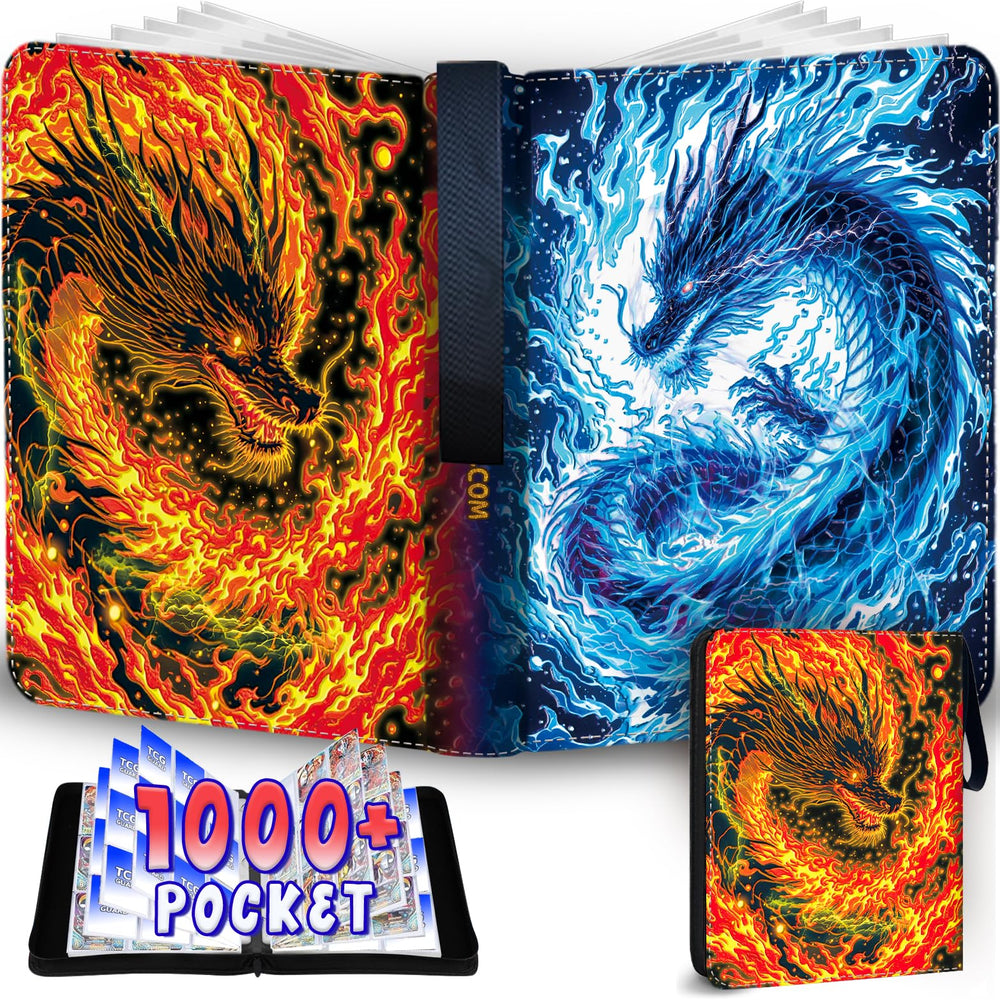 MYTCG 1008 card binder opened to 9-pocket pages for organized storage.