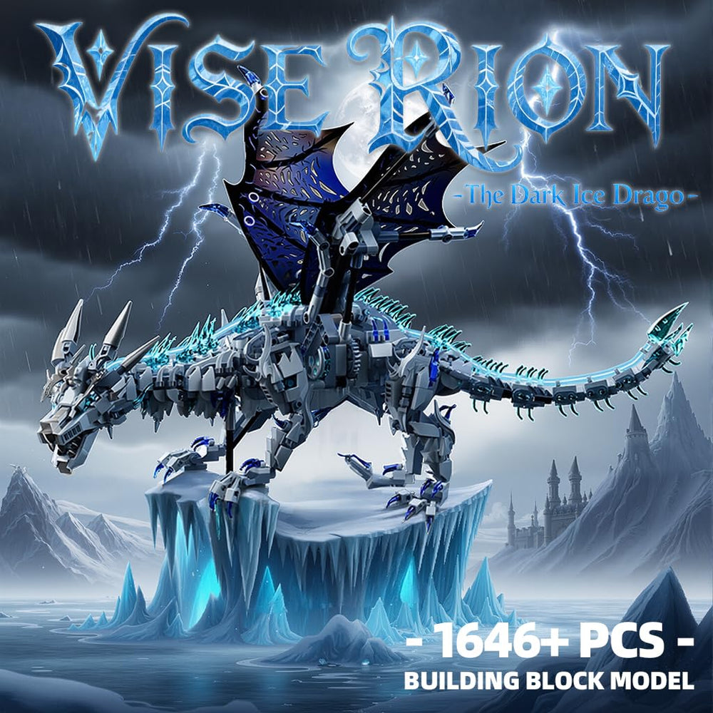 Myth Qholve Dark Ice Dragon wings display dramatic pose options for a striking shelf piece