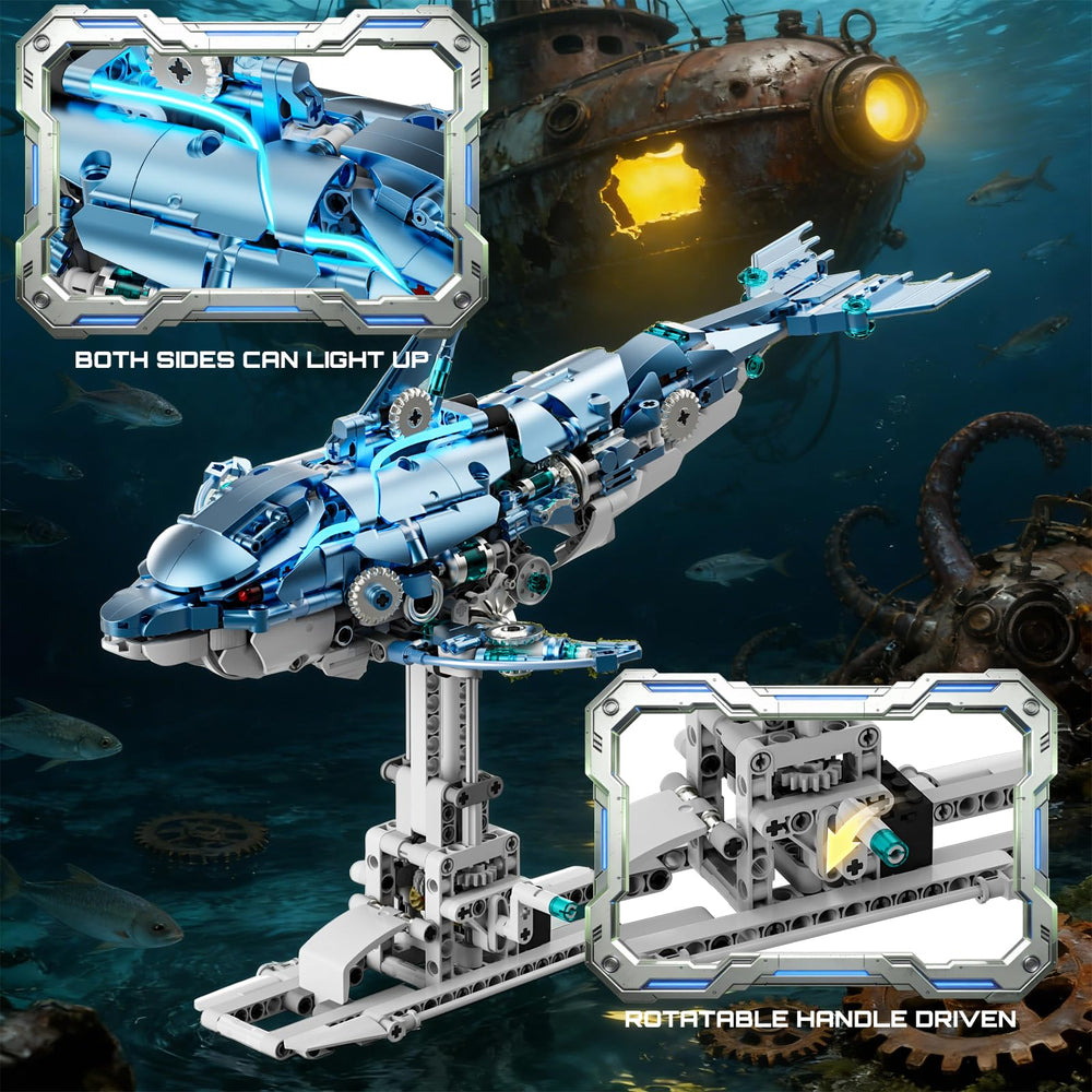 Myth Qholve blue dolphin display base keeps model steady.