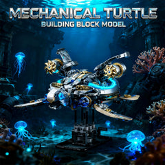 Myth Qholve steampunk turtle exterior with golden gears for striking display.