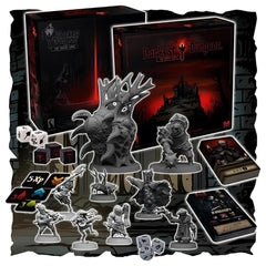 MYTHIG GAMES Darkest Dungeon core game components arranged for an immersive dungeon crawl.