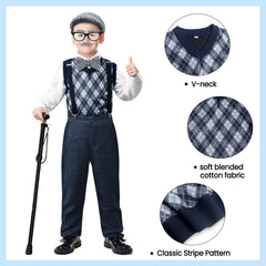 Nabobs old man costume beard and eyebrows enhance a charming grandpa look.