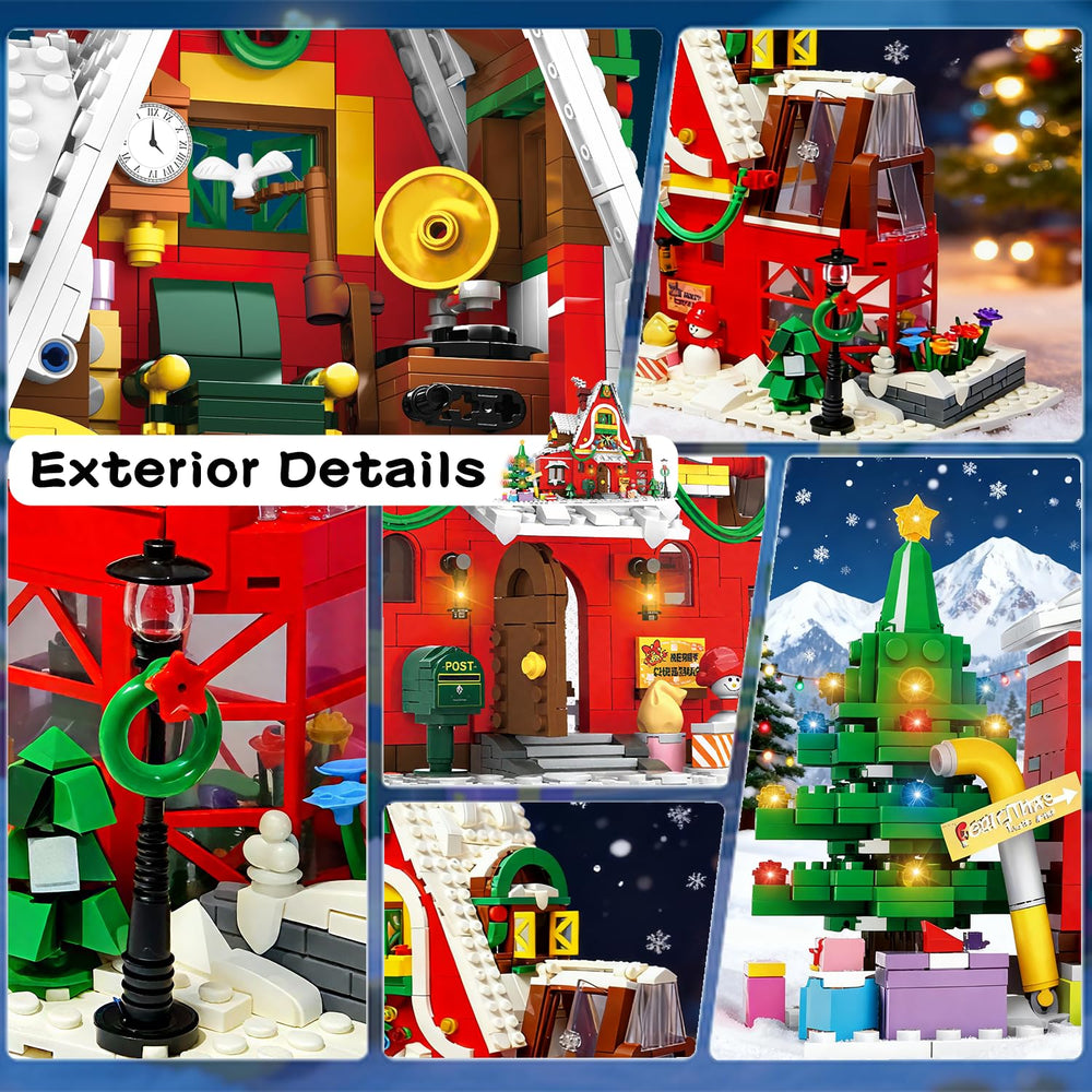 NAFONRU Christmas village exterior elements include tree and wreath for charm.