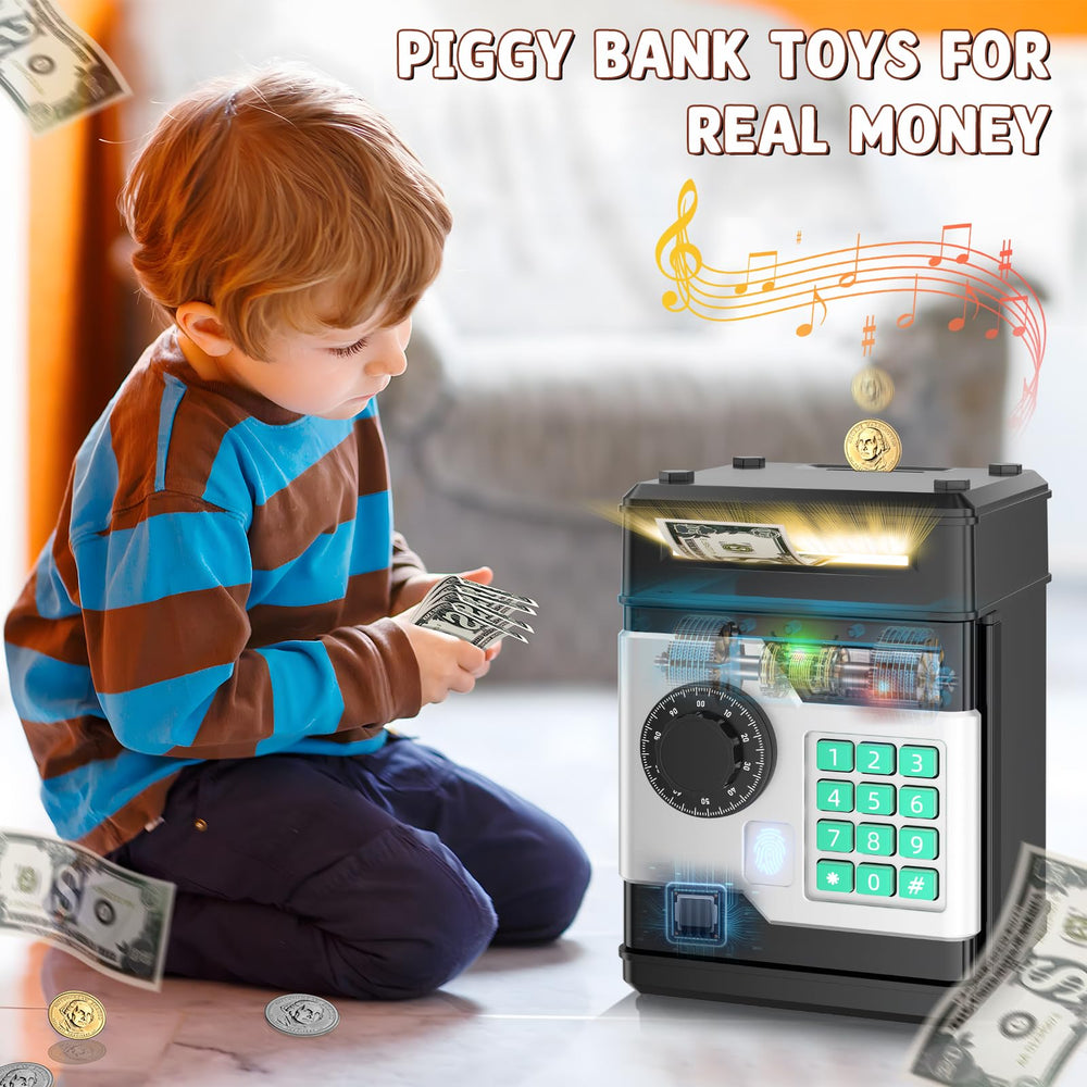NAFEIV Piggy Bank large capacity stores coins and notes.