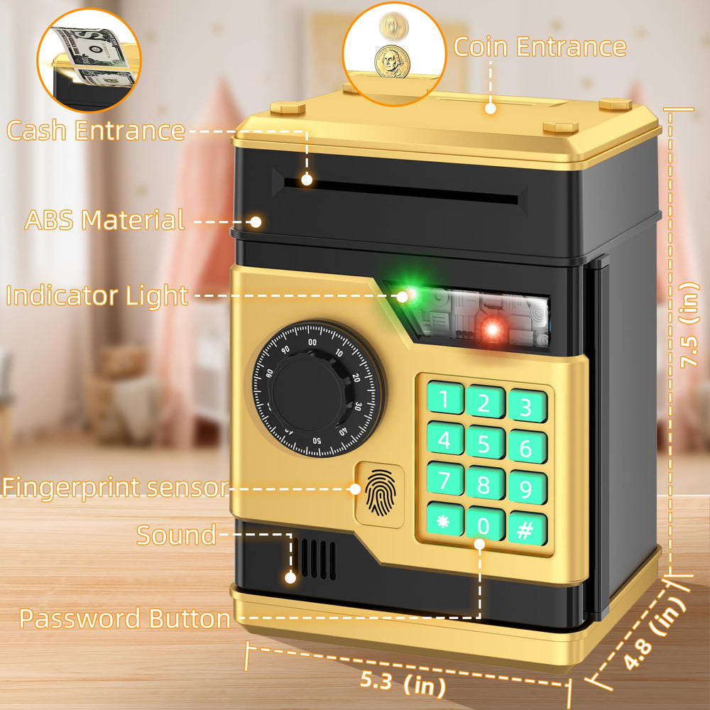 NAFEIV piggy bank side view highlights large 600-coin capacity for growing savings.