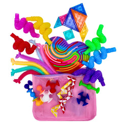 NAMUWASAE Travel Fidget Toy Set with pink carry bag for mess-free on-the-go play.