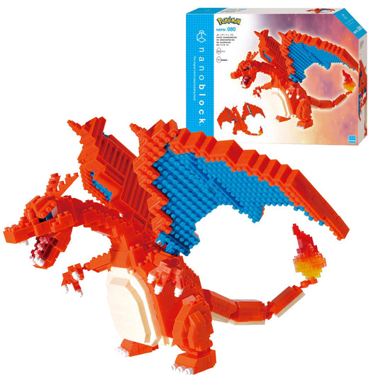 Nanoblock Charizard Deluxe Edition tall figure for desktop display.