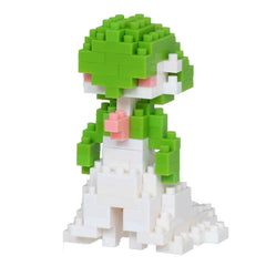 Nanoblock Gardevoir figure close-up showing precise detailing with tiny bricks