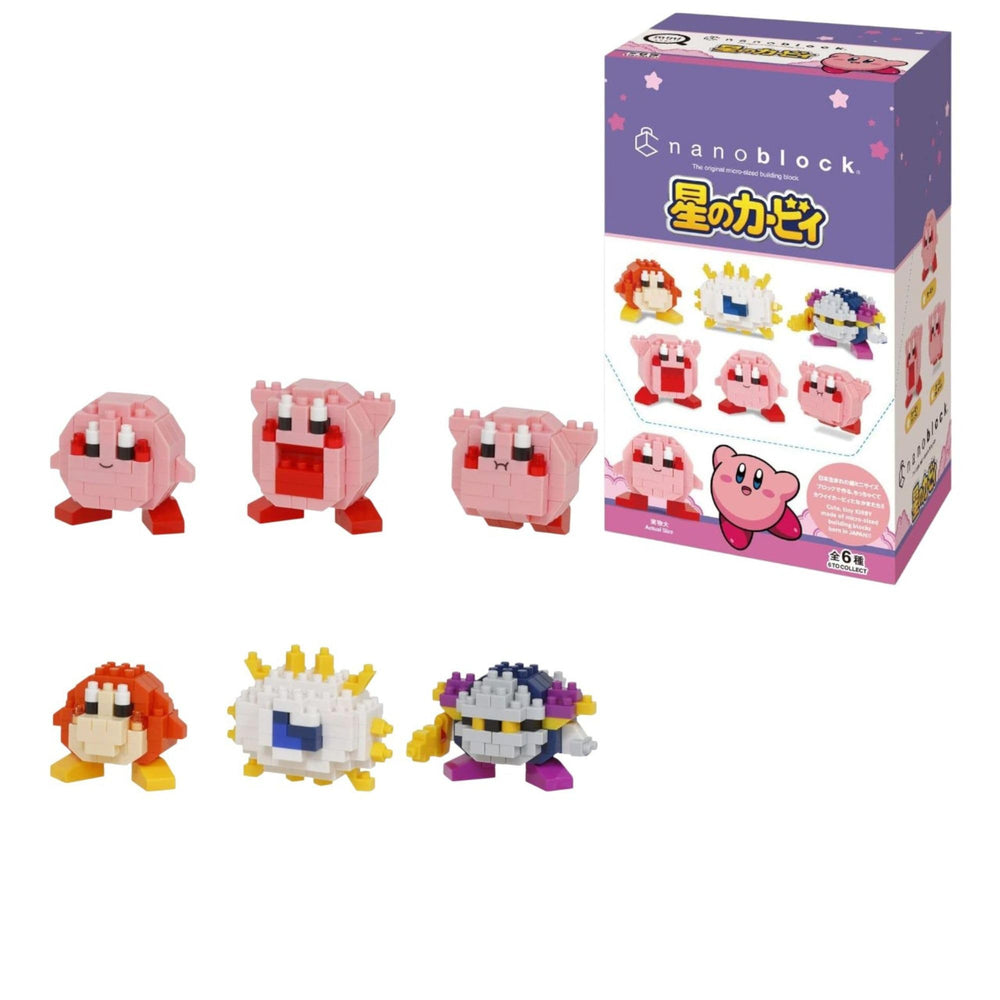 Nanoblock Kirby Mininano set box with six characters for display and collection.