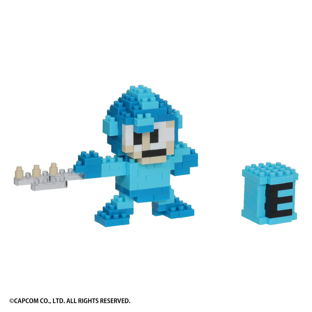 Nanoblock Mega Man detailed expression close-up for authentic display.