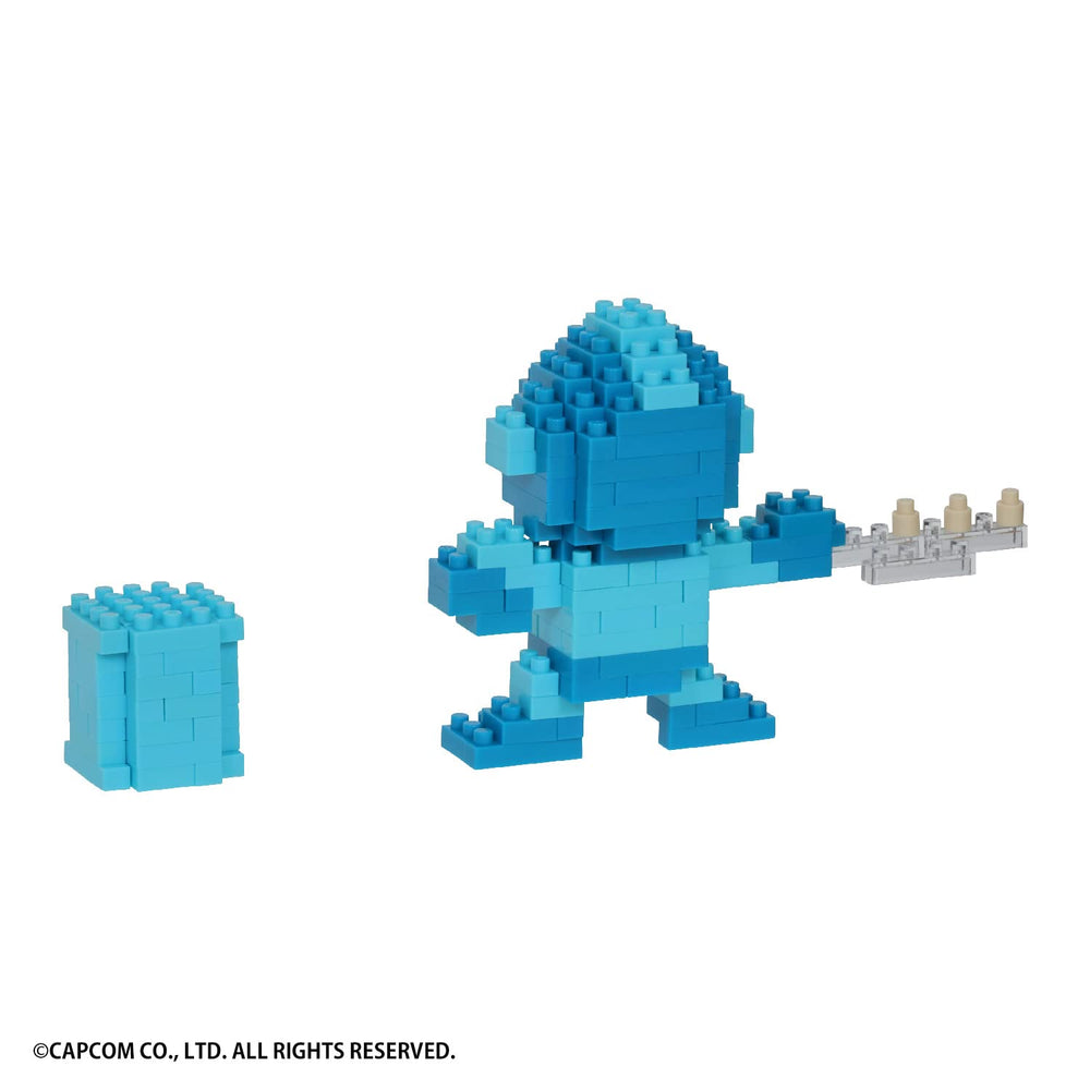 Nanoblock Mega Man box shows official Bandai Namco license for authentic product.