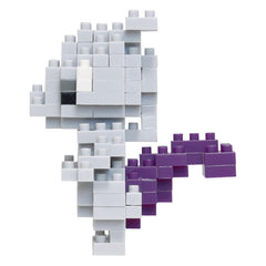 Nanoblock Mewtwo detailed face captures lifelike expression in tiny bricks.