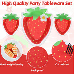 Naozinebi disposable strawberry plates pack; convenient cleanup after parties.