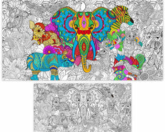 Naozinebi giant mandala elephant poster for kids coloring and classroom decor.