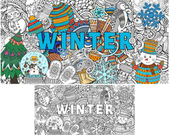 Naozinebi Giant Mandala Winter Poster for family coloring fun and creativity.