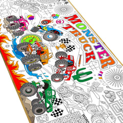 Naozinebi monster trucks coloring poster—large 80x180 cm for classroom decor and group coloring