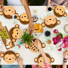 Naozinebi zoo safari theme plate set; dual designs energize birthday tables.