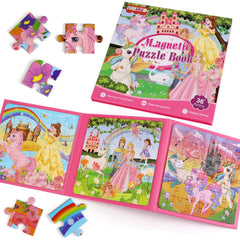NASHRIO Princess Magnetic Puzzles show three 36-piece sets with vibrant princess scenes for imaginative play.