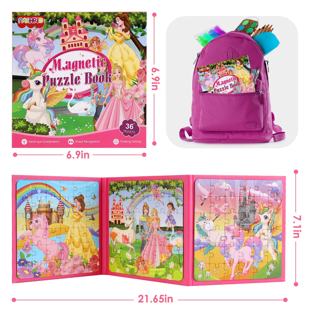 NASHRIO Princess Magnetic Puzzles feature strong-soft magnets that keep pieces securely in place.