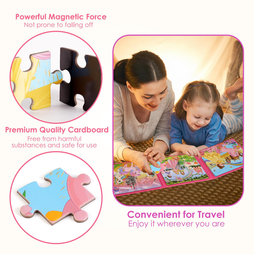NASHRIO Princess Magnetic Puzzles use thick cardboard for durable, long-lasting play.