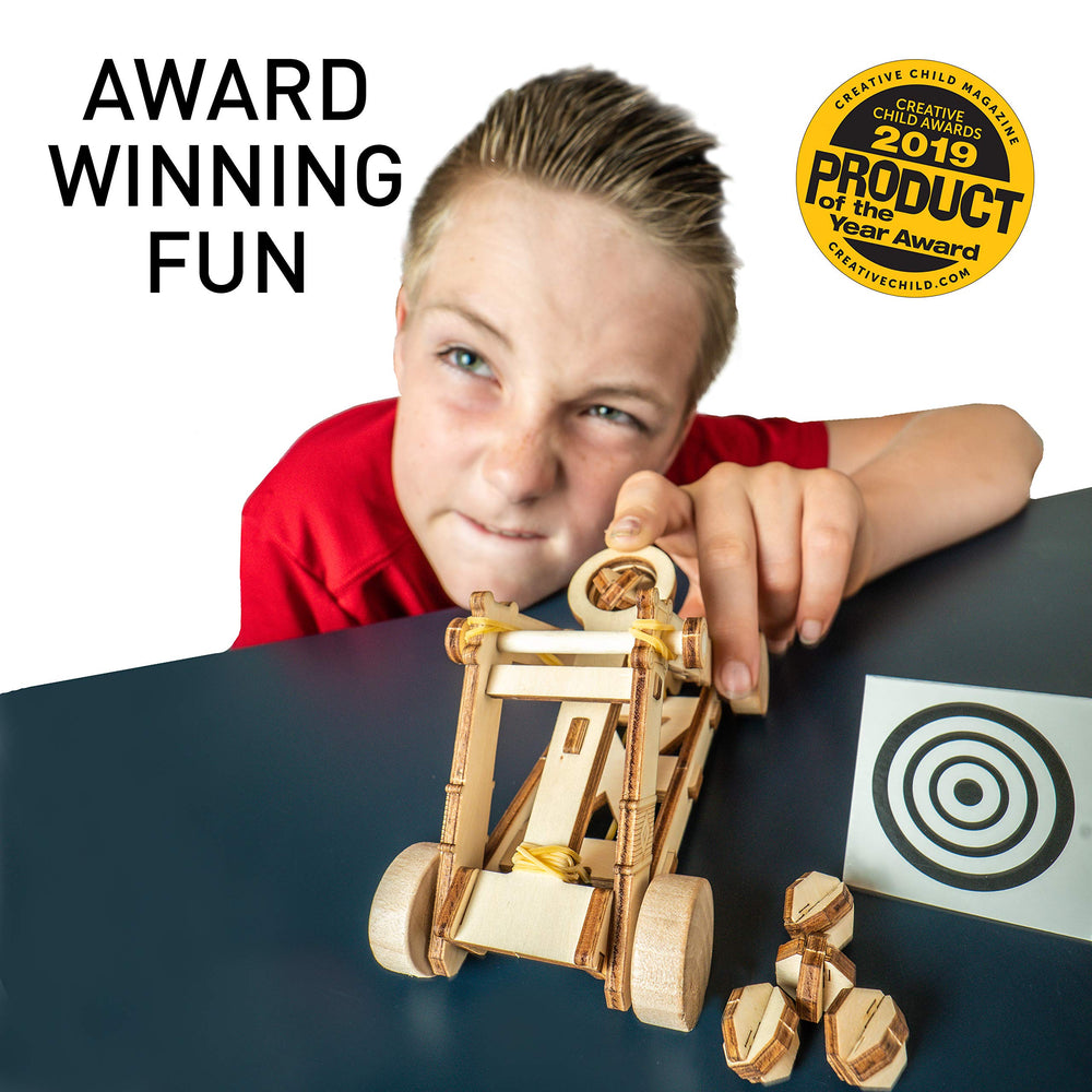 National Geographic Da Vinci catapult in action for indoor STEM exploration.