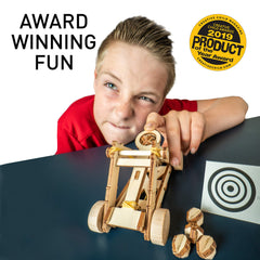 National Geographic Da Vinci catapult in action for indoor STEM exploration.