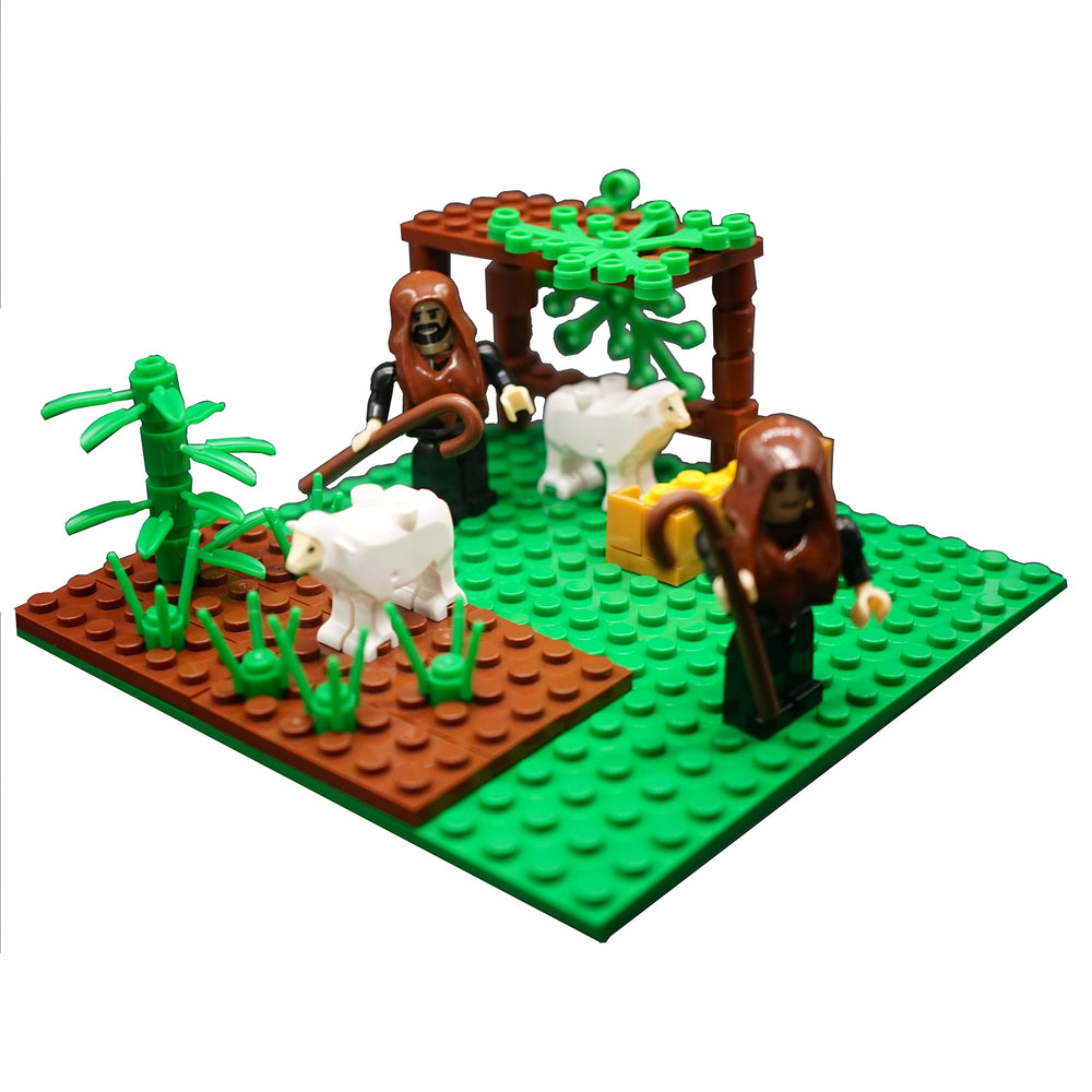 Nativity Bricks Ultimate Play Set camels and donkey by the manger