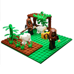 Nativity Bricks Ultimate Play Set camels and donkey by the manger