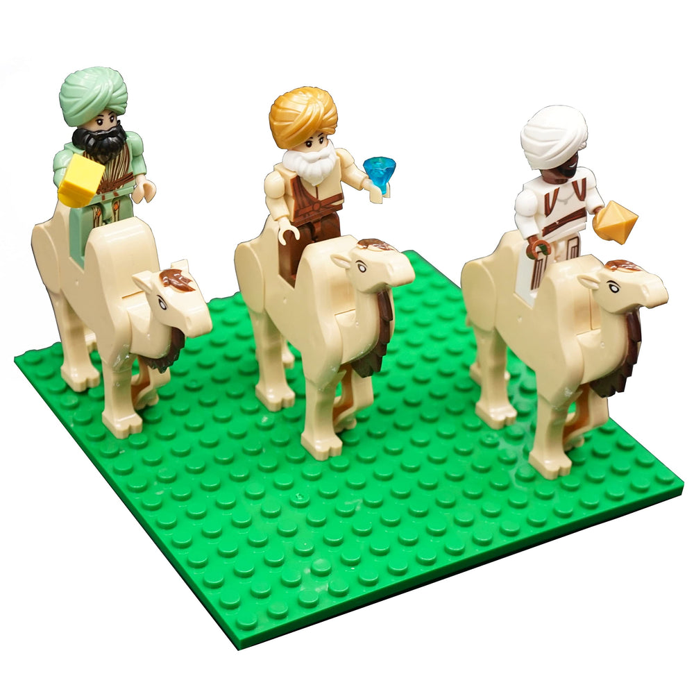 Nativity Bricks Ultimate Play Set shepherds and flock beside the stable