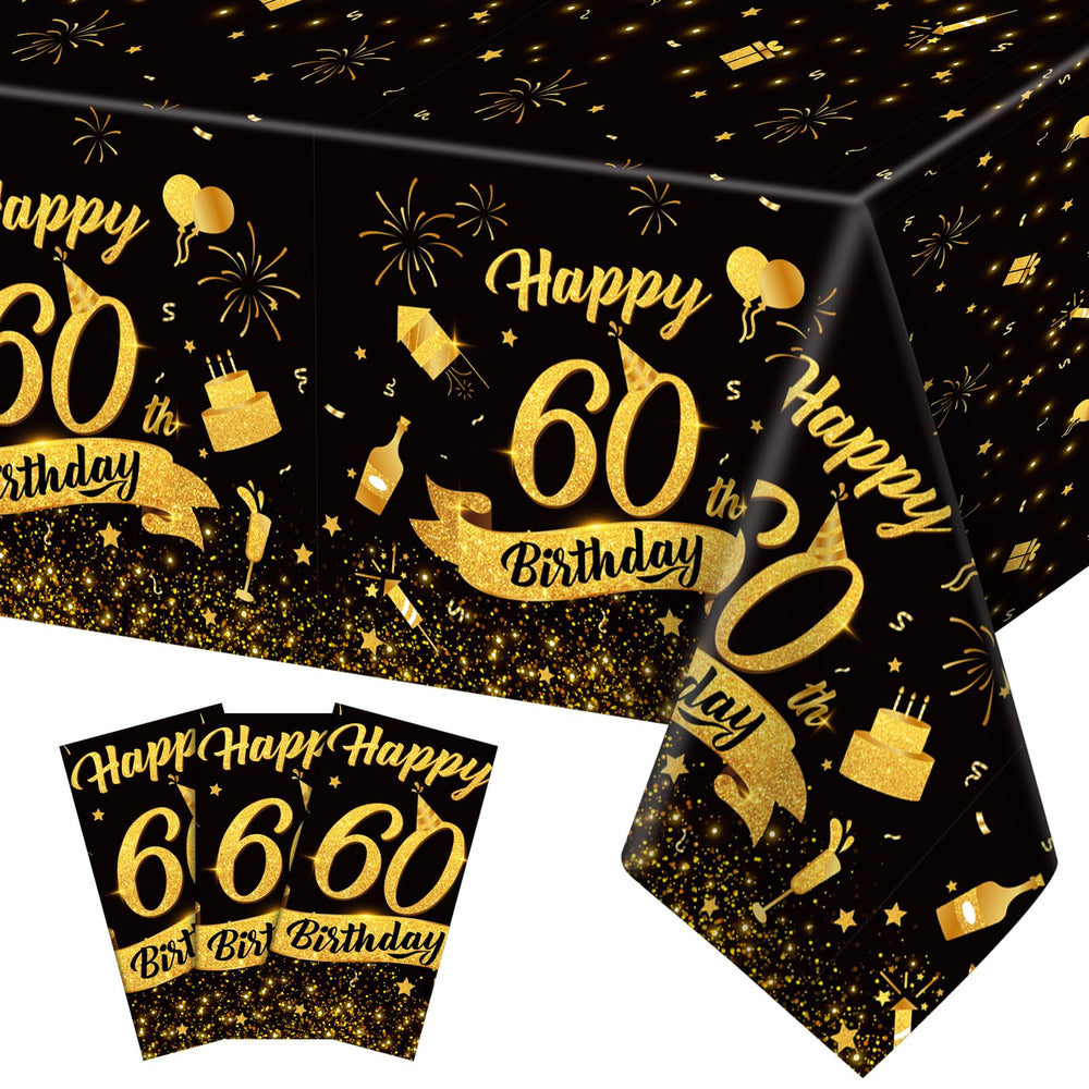 NatNarr 60th birthday tablecloth 54x108 pack covers rectangular tables with party-ready style.