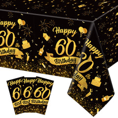 NatNarr 60th birthday tablecloth 54x108 pack covers rectangular tables with party-ready style.