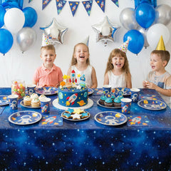 NatNarr Galaxy tablecloth surface showing waterproof, easy-clean finish.