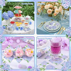 NatNarr Hydrangea napkins double-layer design increases durability for spills and quick drying.