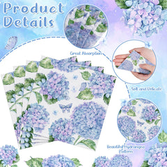 NatNarr Hydrangea napkins with green leaves and butterflies provide a fresh floral vibe for tables.