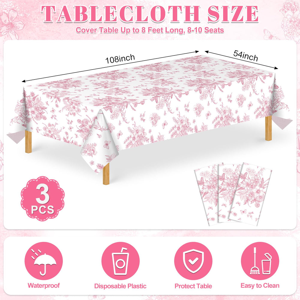 NatNarr pink floral tablecloth close-up showing vibrant pattern