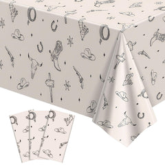 NatNarr Western Cowboy Tablecloths 3-Pack decorating a table for a vivid rodeo party