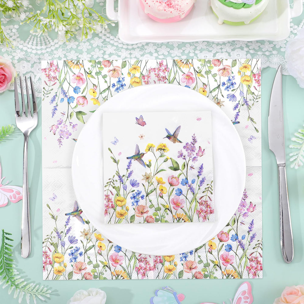 NatNarr wildflower butterflies hummingbirds pattern adds spring vibes to tables.