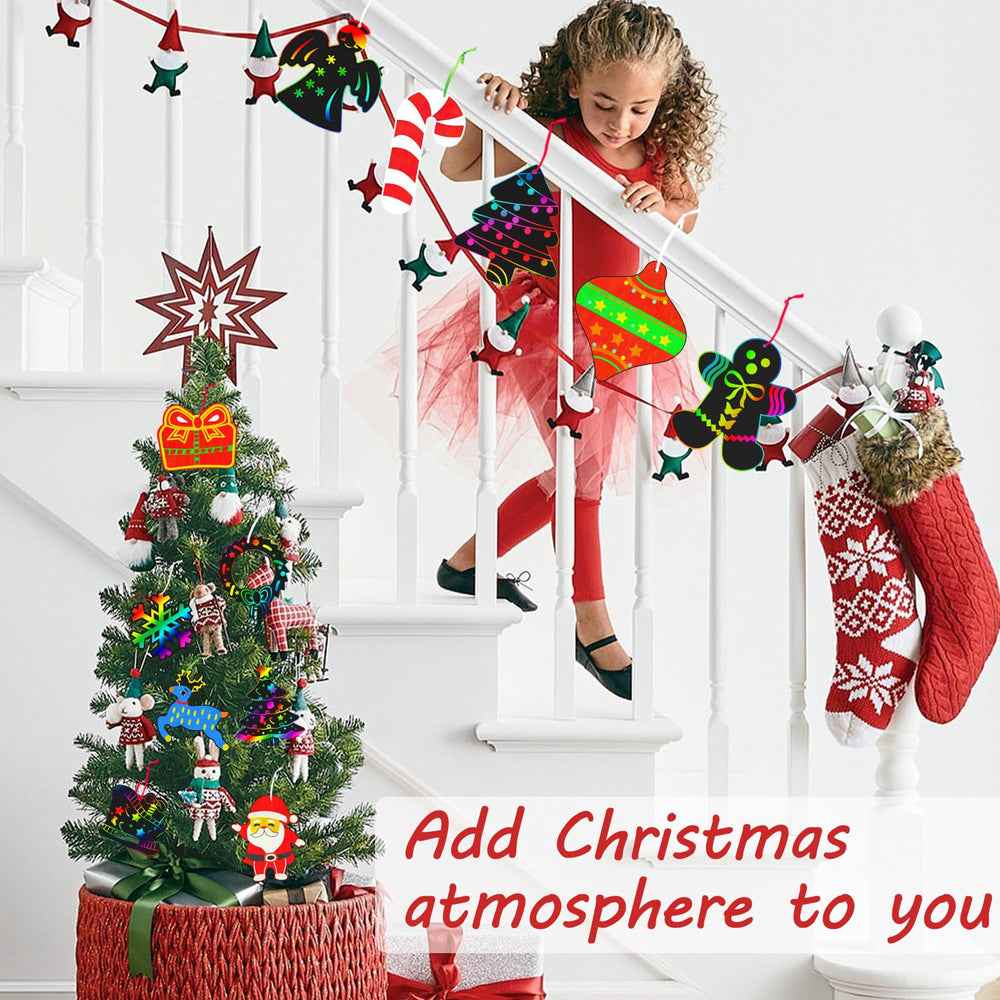 Natonhi 96-sheets rainbow scratch paper set supports variety in holiday crafts.