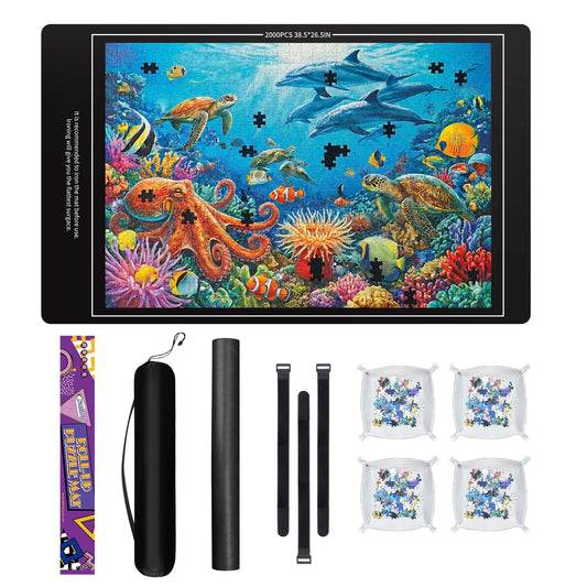 Nattork jigsaw puzzle mat roll-up for portable on-the-go puzzling.