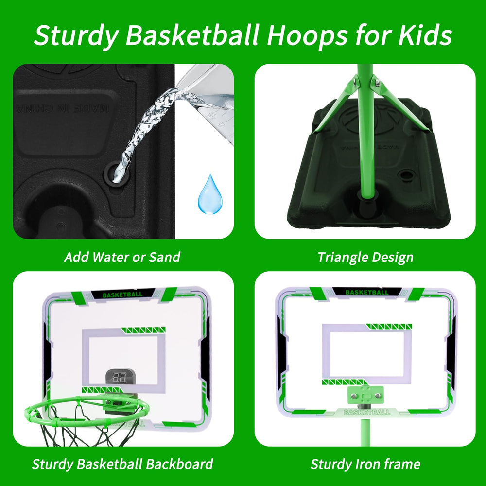 Nattork Kids Basketball Hoop stable triangular base improves safety and steadiness during play.