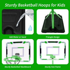Nattork Kids Basketball Hoop stable triangular base improves safety and steadiness during play.