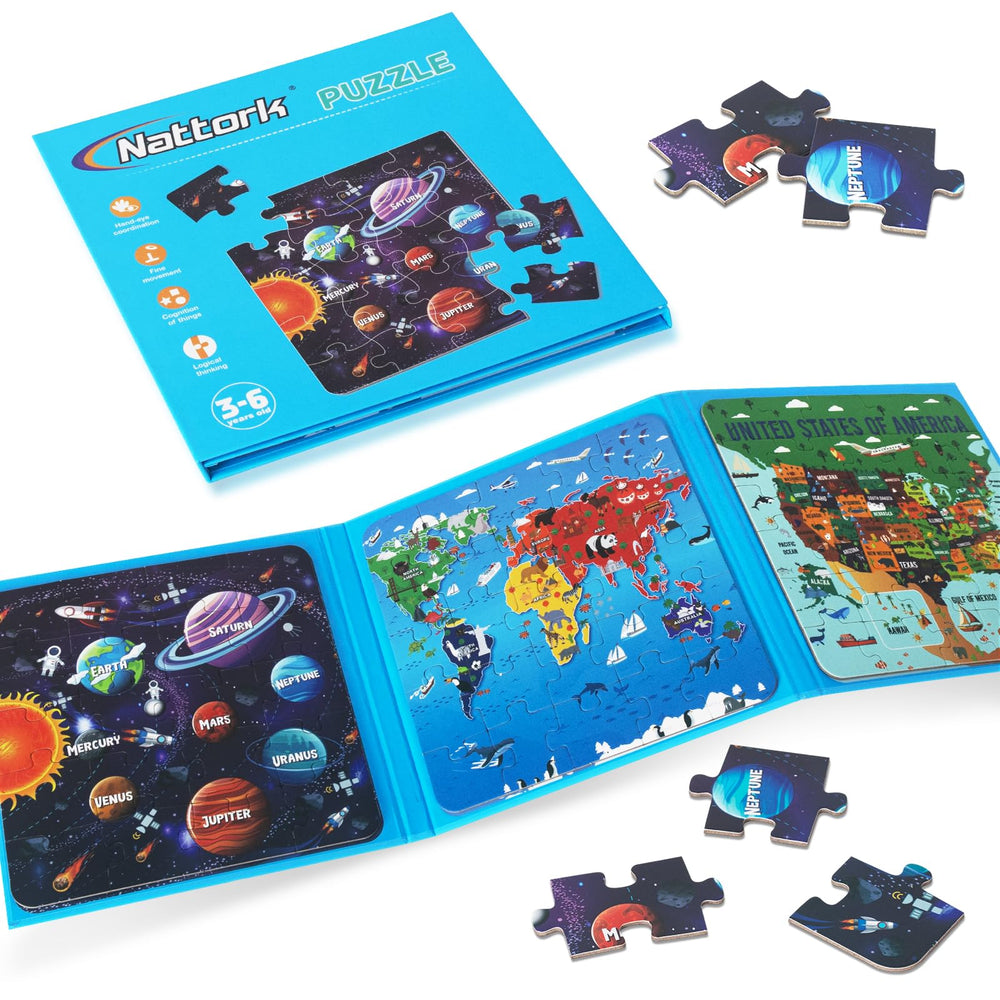 Nattork map magnetic puzzle world map with 25 pieces encourages geography learning during play