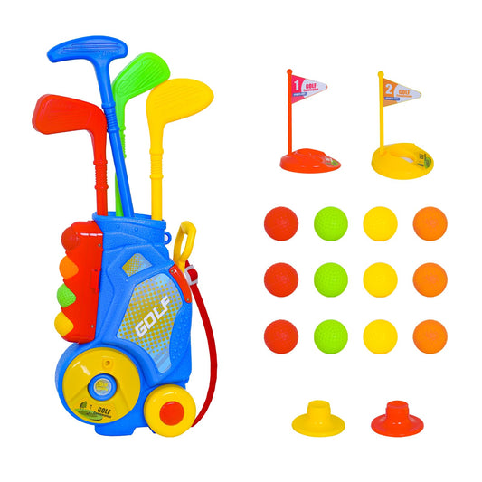 Nattork Toddler Golf Set cart with retractable handle for easy transport.